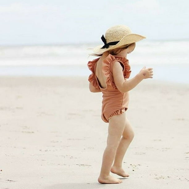 Holiday Toddler Kids Baby Girls Ruffles Swimwear Backless Swimsuit Bathing  Suit Beachwear Fit For 1-6Y