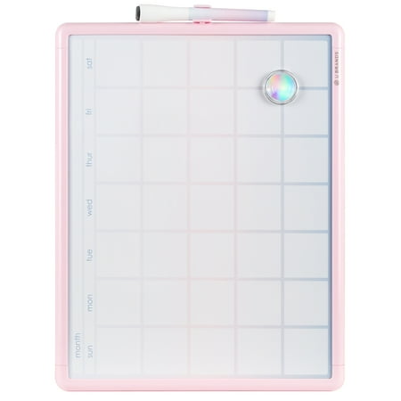 U Brands Monthly Dry Erase Calendar Board, Whiteboard, 11" x 14", Pink Frame, 4212U
