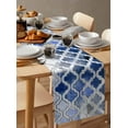 thumbnail image 3 of Blue Morocco Plaid Table Runners 72 Inches Long, Cotton Linen Fabric Table Runner Dresser Scarf, Distressed Abstract Painted Vintage Tablerunner for Party/Kitchen/Dinner/Wedding Decor 13''x72'', 3 of 7