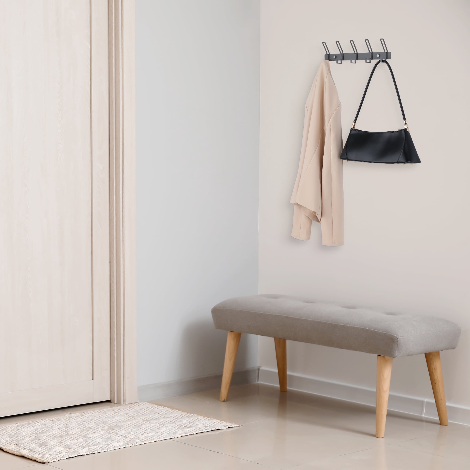 Unique Bargains Wall Mount Coat Rack Hook for Bathroom and Bedroom Organization Gray 5