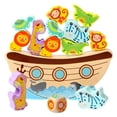 thumbnail image 1 of Juego de equilibrio de madera 2 en 1 con bloques de animales, juguetes apilables de madera, juegos de apilamiento para niños, juguetes educativos preescolares, apto para niños de 3 años en adelante., 1 of 5