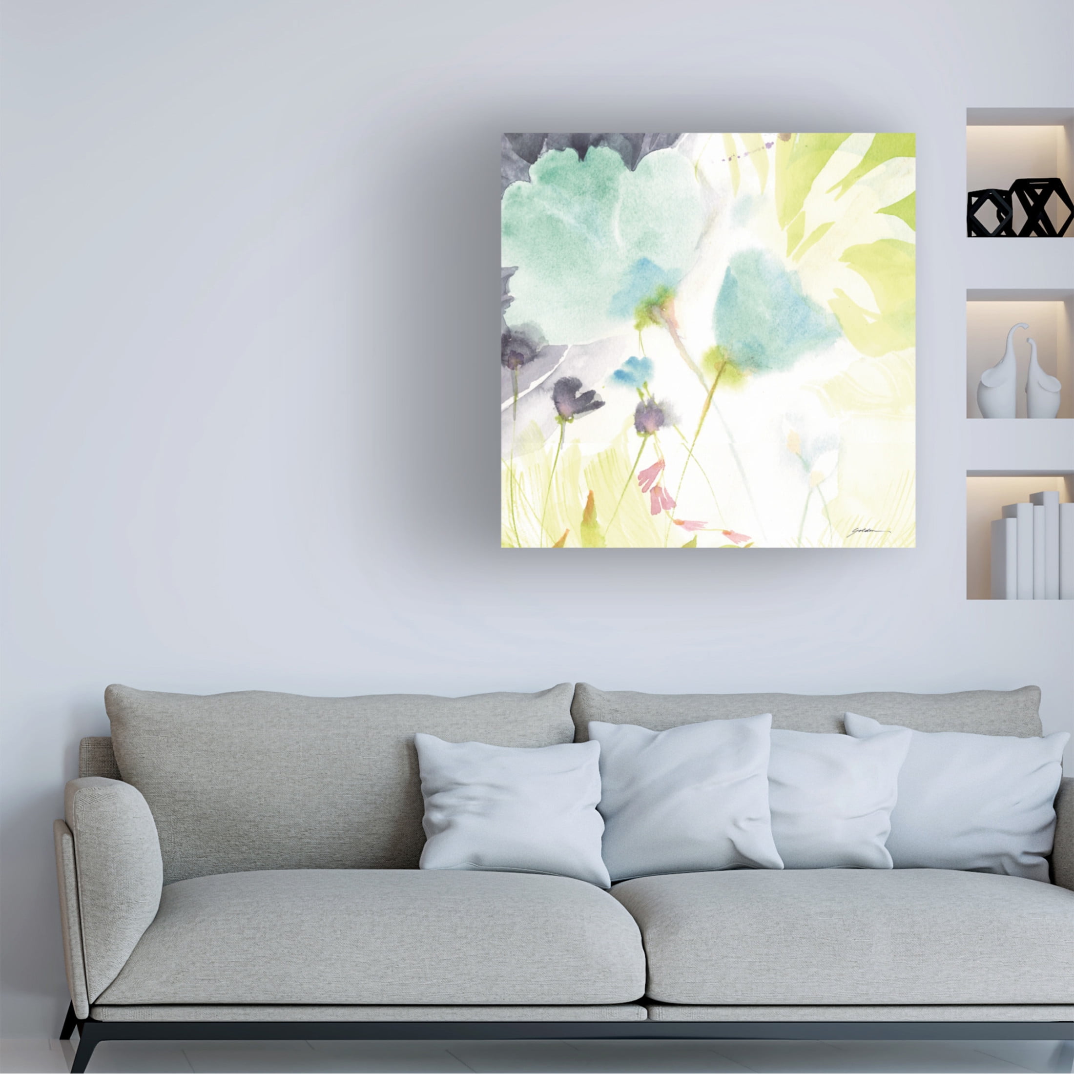 Canvas Wall Art - Sheila Golden 'Lime Leaves' Wall Art for Living Room, Bedroom, or Office Décor by Trademark Fine Art - 14 x 14 Inches