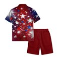 thumbnail image 6 of Mens 4th of July 2 Piece Set Summer Tracksuits 2 Piece Outfits Independence Day Textured Short Sleeve Button Down Shirts and Drawstring Short Sets, 6 of 6