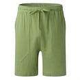 thumbnail image 4 of HCNTES Mens Cotton Linen Shorts Summer Beach Shorts Lightweight, Breathable, Soft(Green,L), 4 of 8