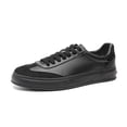 thumbnail image 2 of Men's All-Black Minimalist Mixed-Material Sneakers, Casual Monochrome Shoes, 2 of 10