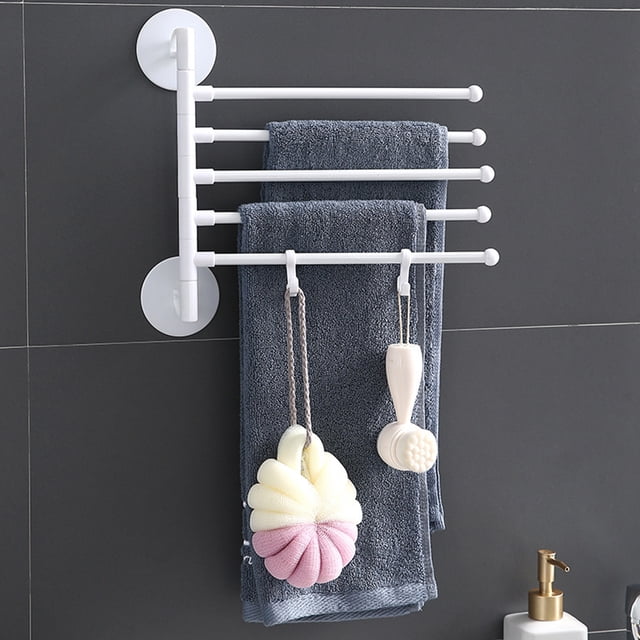 Organizador Toallero giratorio montado en la pared de 5 barras Soporte para toallas de baño (blanco) Likrtyny Libre de BPA