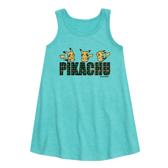 Pokémon - Pikachu Plaid Logo - Youth Girls A-line Dress