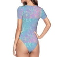 thumbnail image 4 of Gaeub Fantasy Gradient Women'S Short Sleeve One Piece Swimsuit Sexy High-Waisted Bodysuit For Swimming, Beach, Sports - Small, 4 of 9