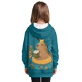 thumbnail image 2 of Xoenoiee Capybara Duck Music Note Print Long Hoodies Oversized Kids Trendy Graphic Long Pullover Dresses Sweatshirt for Teen Girls Spring Fall Casual Tops Sports Shirt with Pocket, 5-6 Years, 2 of 7