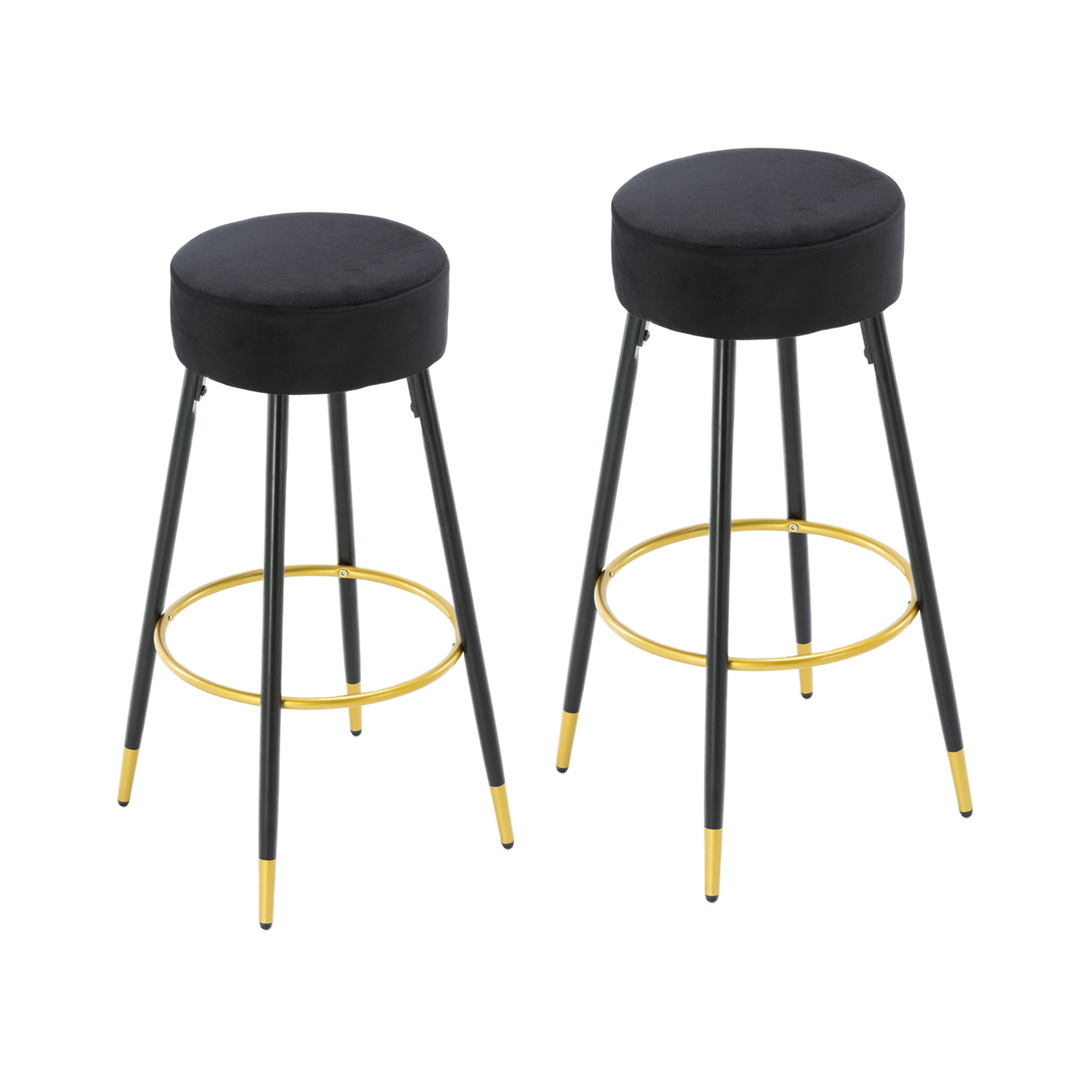 Velvet Round Counter Height Bar Stools Set of 2, 24" Height Upholstered