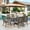 Beige, variant on MF Studio 8-Piece Outdoor Patio Dining Set with 13ft Blue Umbrella, 59" Metal Patio Table and Textilene Chairs for 6 People, Black & Brown-gray