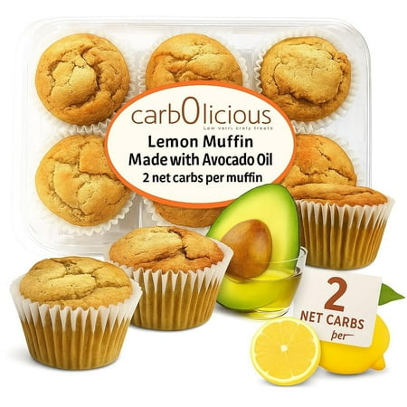 Low Carb Lemon Muffins 6 Pcs (1-Pack) by Carb-o-licious – 2 Net Carbs 9g Protein – Sugar Free Cupcake Style Healthy Snack Made with Almond Flour Avocado oil Keto Friendly Tanya Certified Kosher Low Carb Lemon Muffins 6 Pcs (1-Pack) by Carb-o-licious – 2 Net Carbs 9g Protein – Sugar Free Cupcake Style Healthy Snack Made with Almond Flour Avocado oil Keto Friendly Tanya Certified Kosher