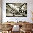 thumbnail image 3 of Elephant Stock Monochrome Vintage Plane Wall Art - Horizontal Multi Panel Canvas - Living Room Wall Decor - Transportation Multi Panel - Black And Gray Decor - 65" x 42", 3 of 8