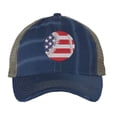 thumbnail image 3 of Patriotic Ball Cap - Distressed American Flag Baseball - Vintage Baseball Trucker Strapback Hat (NavyBlue), 3 of 8