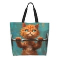 thumbnail image 1 of Fotbe Strong Kitten Lifting Weights Bolsa Tote Estética de Lona con Estampado para Mujer - Bolsa Reutilizable de Hombro Casual para Vacaciones, Compras, Trabajo y Gimnasio, 1 of 8