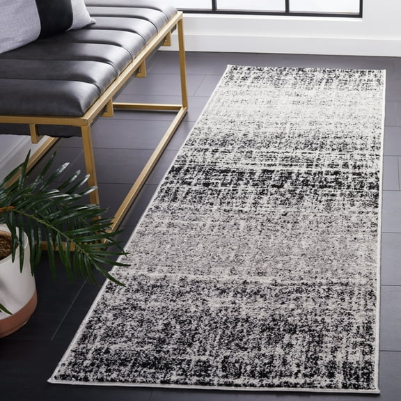 SAFAVIEH Adirondack Kiersten Abstract Runner Rug, Ivory/Black, 2'6" x 10'