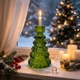 thumbnail image 2 of Clear Christmas Tree Glass Candle Holders, Taper Tealight Candlestick Holders for Table Centerpieces, Xmas Tree Shaped Decorations, for Party Winter Holiday Farmhouse Centerpiece Decor, 2 of 6