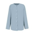 thumbnail image 6 of Sillenn Plus Size Button Down Collared Cotton Linen Tunic Shirts Long Sleeve Dress Shirts Casual Office Blouses Casual Collared Blouses Work Blouses Casual Loose Shirts Tunic Tops Light Blue 3Xl, 6 of 6