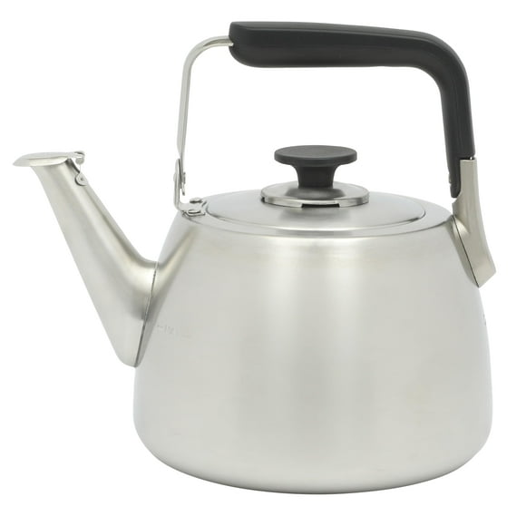 Sur La Table Kitchen Essentials Large 2 QT Heavy Gauge Brushed Stainless Steel Whistling Tea Kettle