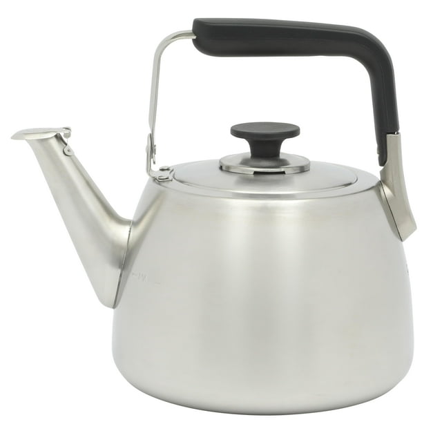 Sur La Table Kitchen Essentials Large 2 QT Heavy Gauge Brushed Stainless Steel Whistling Tea Kettle