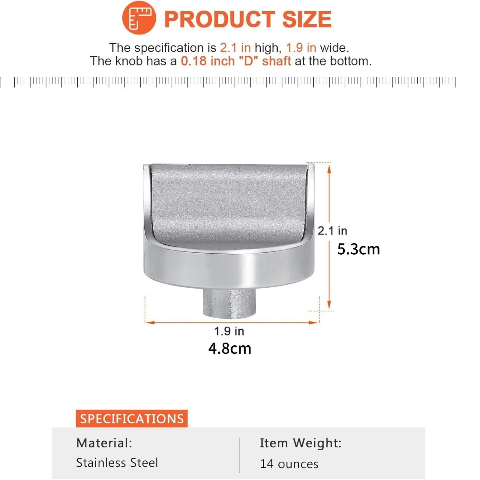 TAPDRA Stove Gas Range Knob WPW10594481 Control Replacement Part Stainless Steel and Metal for Whirlpool