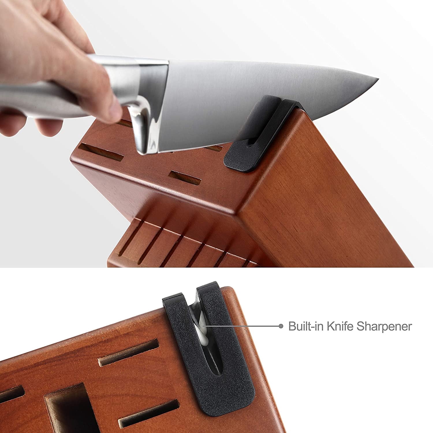McCook MC29 Knife Sets, 15 Pieces German Stainless Steel Kitchen Knife Block Sets with Built-in Sharpener