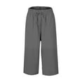 thumbnail image 6 of Zedker Fashion Wide Leg forWomen Elastic Waist Casual Palazzo Capri Culottes Pants Soft Knit Cropped Pants Gray XL, 6 of 10