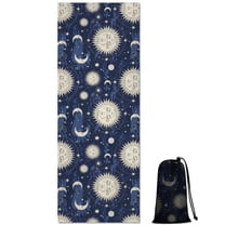 Dark Blue Sun Moon Star Pattern Hot Yoga Mat Towel Non Slip for Hot Yoga - Quick-Drying Yoga Mat Cover with 4 Corner Pockets with Travel Bag - Hot Yoga Towel Non Slip 70"x26"