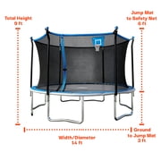 Sportspower BouncePro 14ft Trampoline Meets ASTM Safety Standards, Heavy-Duty Rust-Resistant Steel Frame, UV-Resistant Jump Mat, Safety Net & Basketball Hoop