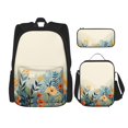 thumbnail image 1 of Easygdp Floral Mountain Landscape Mochila para Niños y Niñas con Set de Caja de Almuerzo y Estuche para Lápices 3 en 1, Mochila Escolar Estampada para Adolescentes, 1 of 7