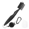 thumbnail image 1 of Cepillo de limpieza para palos de golf Uxcell [1PCS] - Limpiador de ranuras de palos de dos lados con línea de extensión retráctil para cuñas - [Negro-7.5IN], 1 of 7