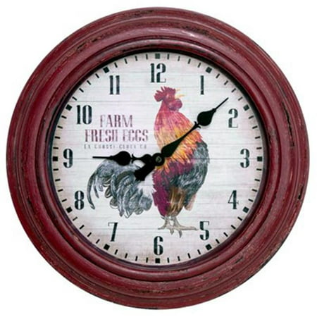 La Crosse Technology La Crosse 404-3630 12-inch Round Distressed Red Rooster Analog Wall (Best Wall Clock Design)