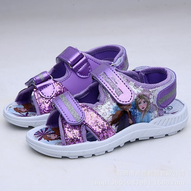 Sandalias de Disney para niños nueva primavera y verano frozen elsa ocio al aire libre sandalias de playa antideslizantes sandalias coreanas de dibujos animados 28-plantilla 18,1 cm Gao Jinjia LED