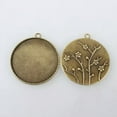 thumbnail image 2 of U8MO Antique Bronze Flat Round Tray Pendant Cabochon Blank Bezel Settings Nickel Free-Flower,40mm ,10pcs, 2 of 2