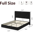 thumbnail image 2 of Floating Full Size Bed Frame with LED Lights & Charging Station, Upholstered Platform Beds with Storage Headboard, No Box Spring Needed, Black, 2 of 8