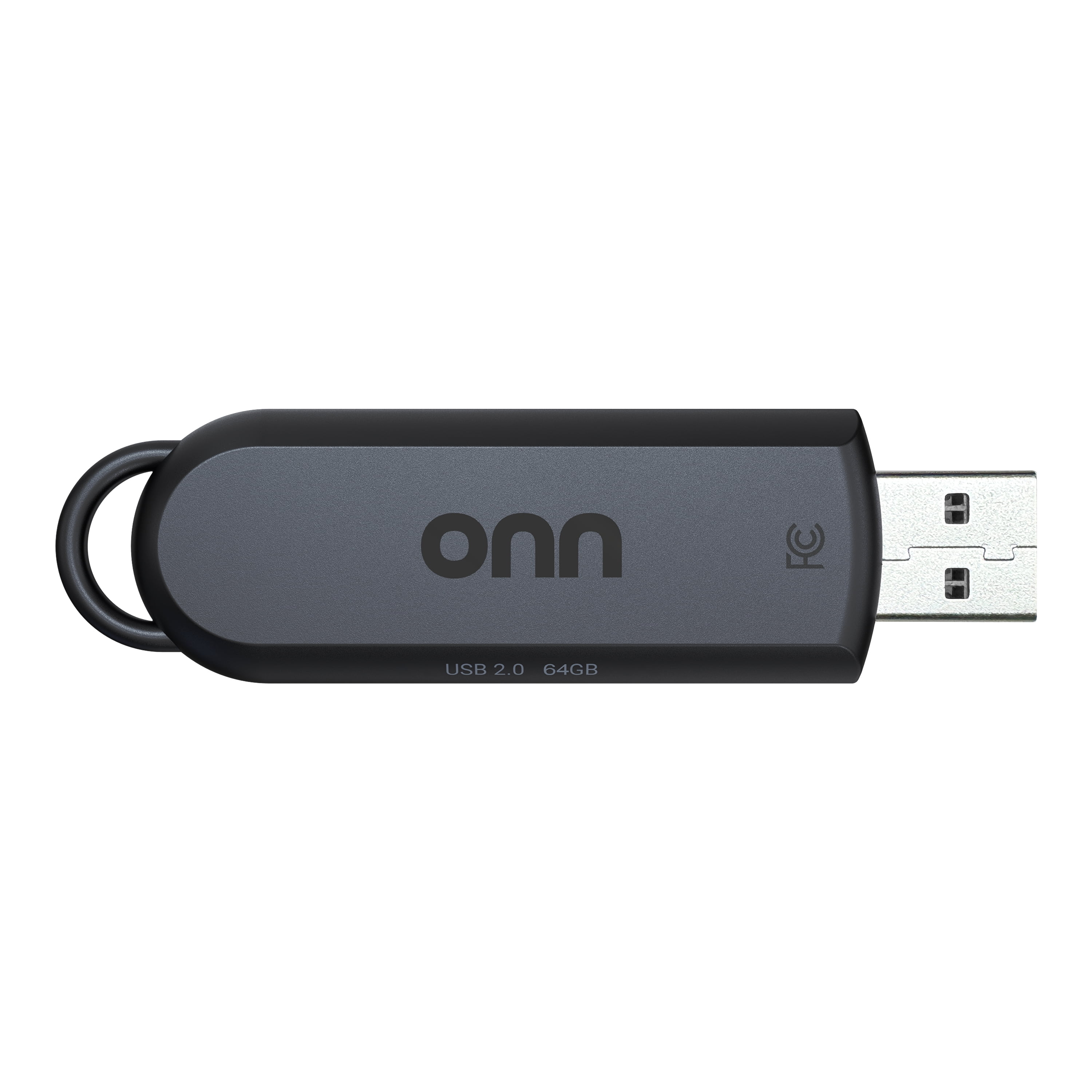 onn 64GB USB 2.0 Flash Drive, Convenient, Retractable Design, Ample Storage