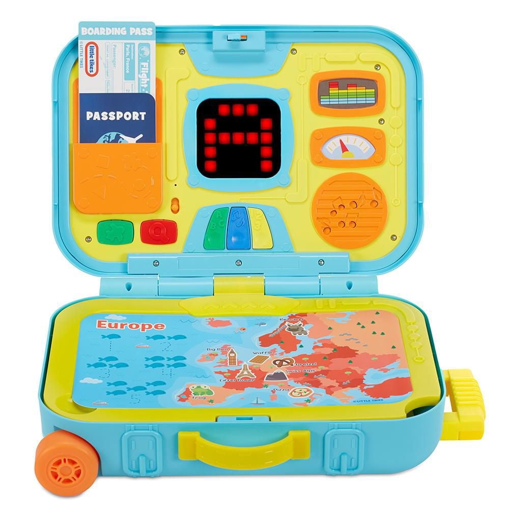 Little Tikes® Learning Activity Suitcase Roll and Go Interactive LCD Screen with Music Songs Sounds Travel Phrases to Develop Letters Numbers Shapes and Roleplay for Children