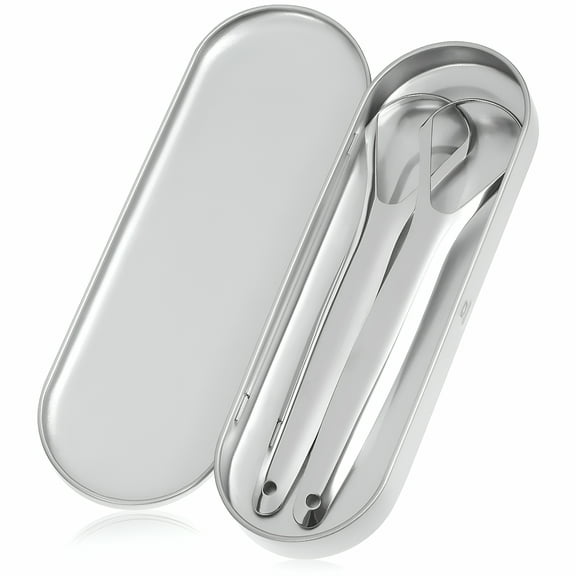 ACDANC Stainless Steel Tongue Scraper for Cleaning Use to Clean with Case 2 Pcs Silver