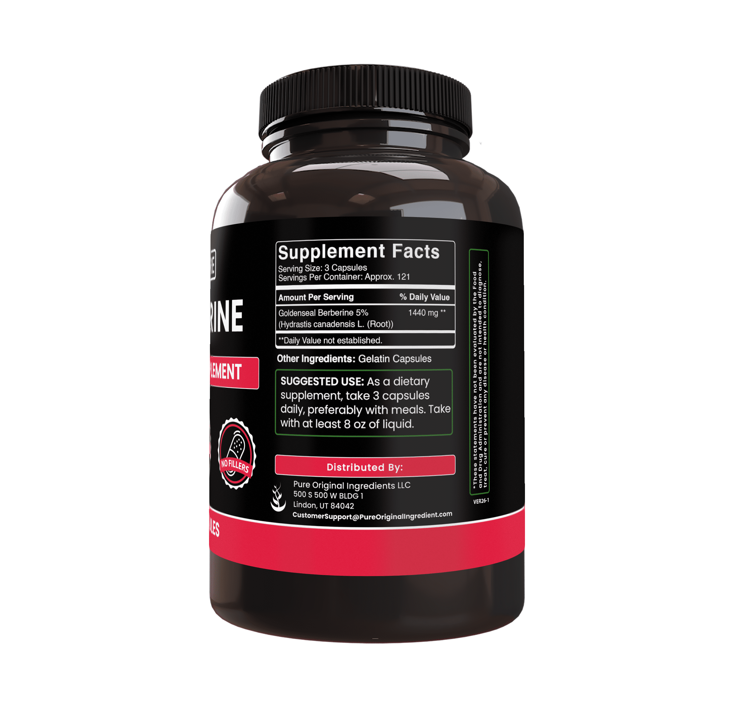 PURE ORIGINAL INGREDIENTS Berberine 365 Capsules No Magnesium Or Rice Fillers, Always Pure, Lab Verified