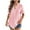 Pink, variant on JGGSPWM Women's Short Sleeve Button Down Shirt Solid Color Cotton Linen Sleeved Cardigan Collar White L