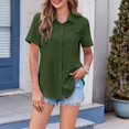 thumbnail image 5 of Breezora Womens V Neck Short Sleeve Blouse Relaxed Fit Casual Work Shirt Breathable Comfortable Summer Office Tops M Size Green, 5 of 9