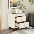 thumbnail image 1 of Velvet Upholstered Nightstand with 2 Drawers, Modern Bedside Table with 4 Wood Legs and 2 Button Tufted Drawer Doors, Storage Table for Living Room Bedroom, Space Saving, Beige, 20" x 16" x 23.6", 1 of 7