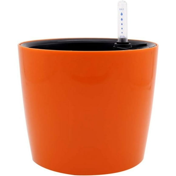 Healthy Plant Growth In Self-Watering Pot, Automatic Watering System With Internal Irrigation Column And Water Level Indicator For Easy Plant Care (Orange)