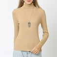 thumbnail image 2 of Lenpel Women's Turtleneck Shirts Long Sleeve Solid Slim Ribbed Base Layering Tops Lightweight Fall Sweaters, 2 of 3