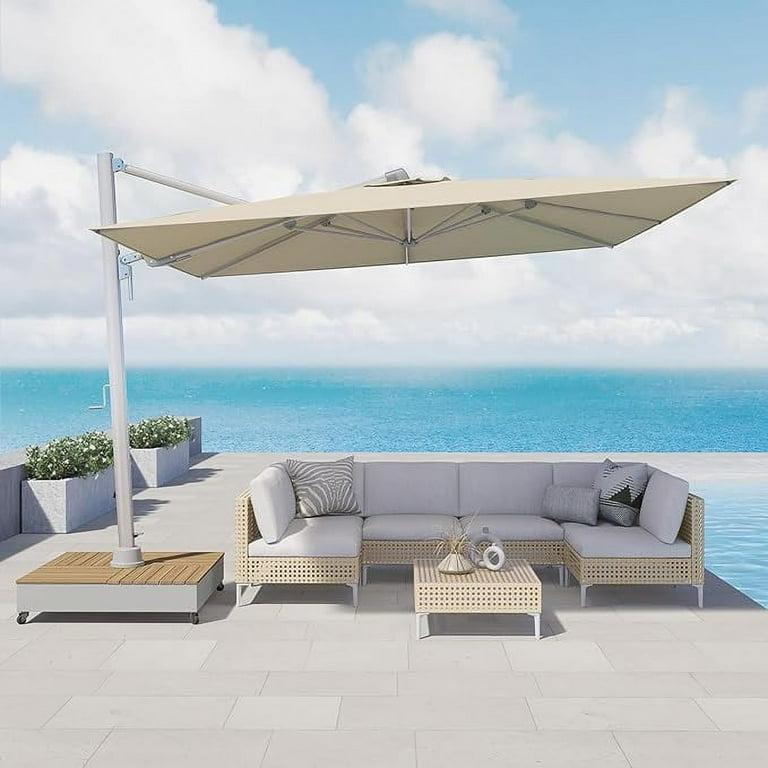 10x13 patio umbrella menards Grand Patio 10x13 ft Outdoor Cantilever Umbrella with Acrylic Fabric & Base & Cover for Poolside, Deck, Backyard, Gray Pole, Size: 10' x 13'