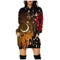 thumbnail image 4 of Sudadera con capucha y bolsillo con estampado digital de calabaza de Halloween para mujer, 4 of 5
