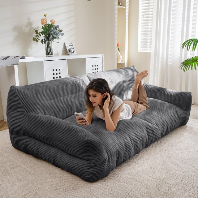 Cama para perros humanos HIGOGOGO, sofá gigante, tamaño XXXL, pana, gris