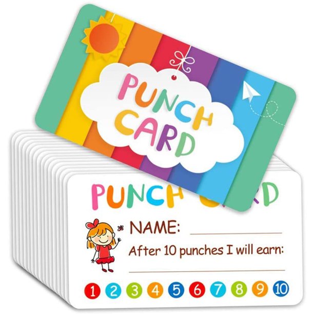 Children Reward Card Punch Cards Set of 50 Behavior Incentive Awards