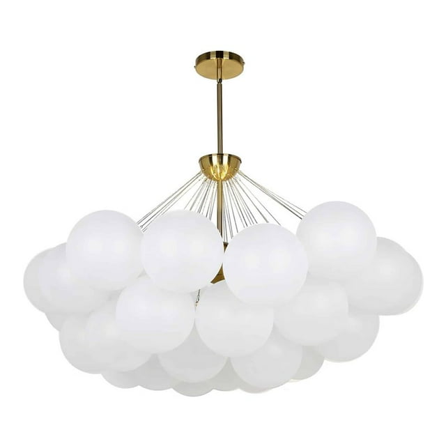 Dainolite Miles 8-Light 200W Lustre en Verre en Laiton Blanc / Vieilli