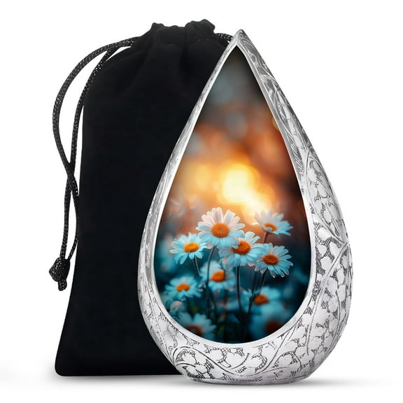 JAGSHASHI Daisies In The Sunlight - Cremation Urns For Burial - Memorial Urns For Mom & Dad - Memorial Ash Urn - Funeral Urns - Urn Decorations - Large Urn For Ashes - 10 Inch - Large